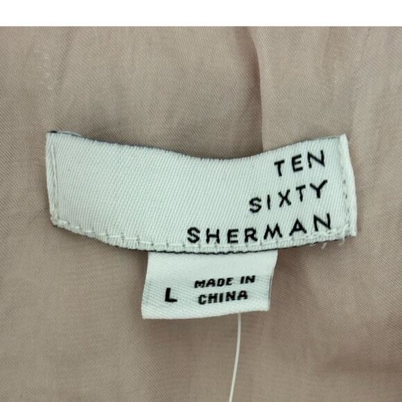 Ten Sixty Sherman Blush Pink Flounce Cold Shoulder Satin Texture Top Size Large - Picture 5 of 8